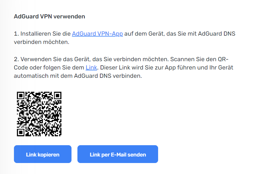 Der Abschnitt „AdGuard VPN verwenden“