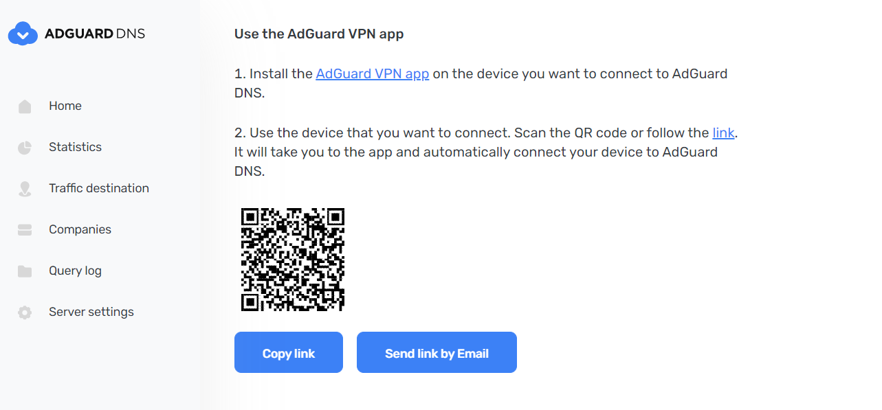 The "Use the AdGuard VPN app" section