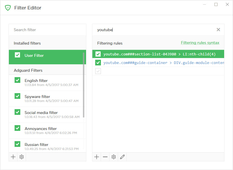 edit adguard user filter