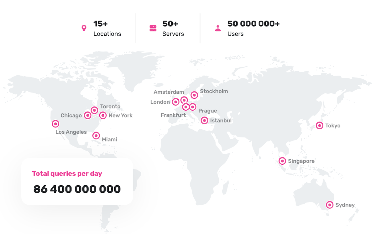 AdGuard DNS server map