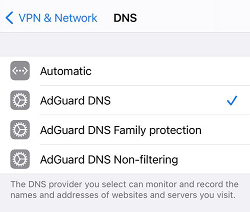 adguard dns for ios