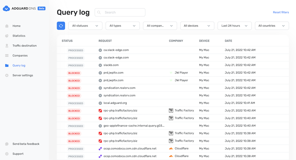 Query log