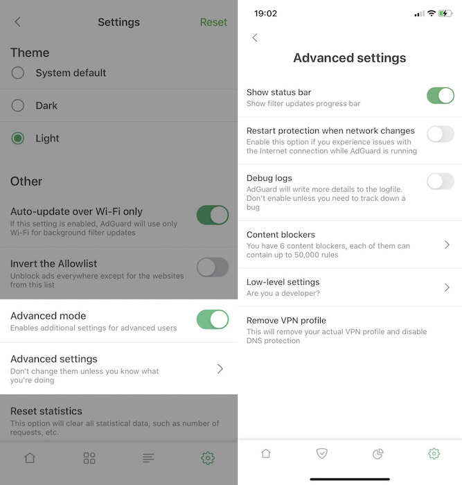 how to change your security level adguard