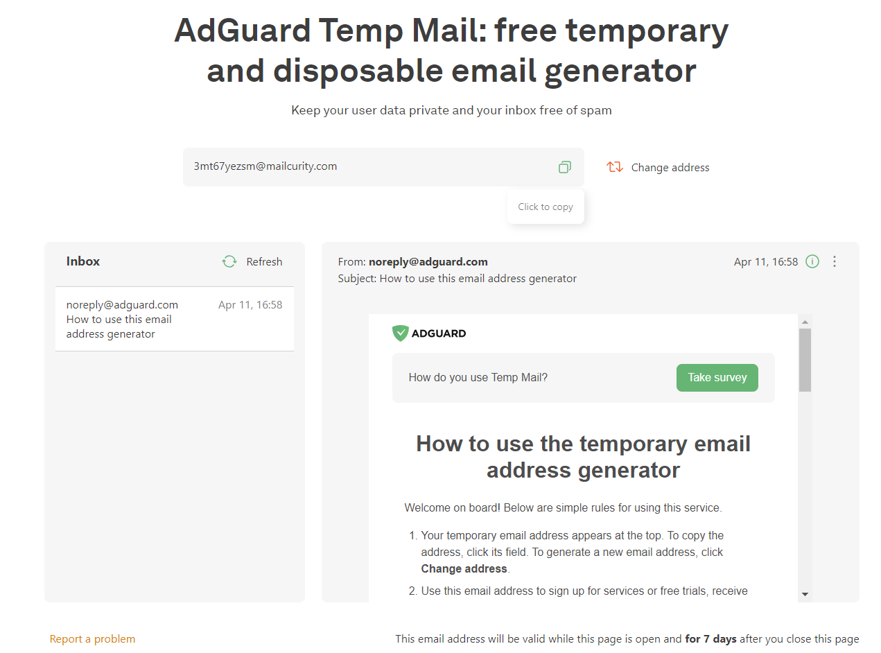 adguard temp mail