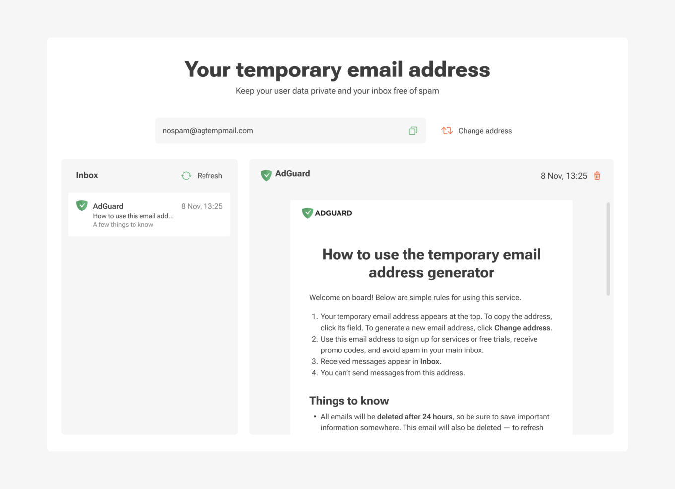 adguard temp mail