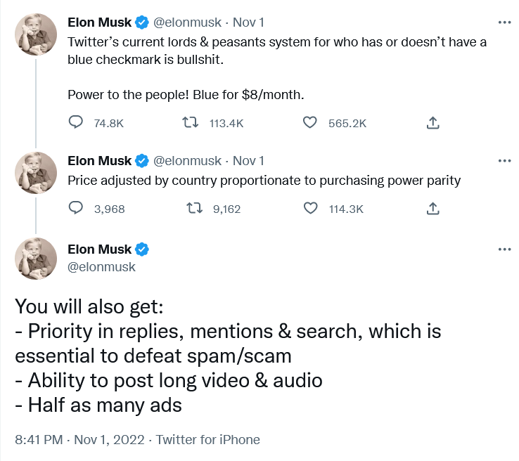 Musk unveiled his plan for Twitter monetization…on Twitter