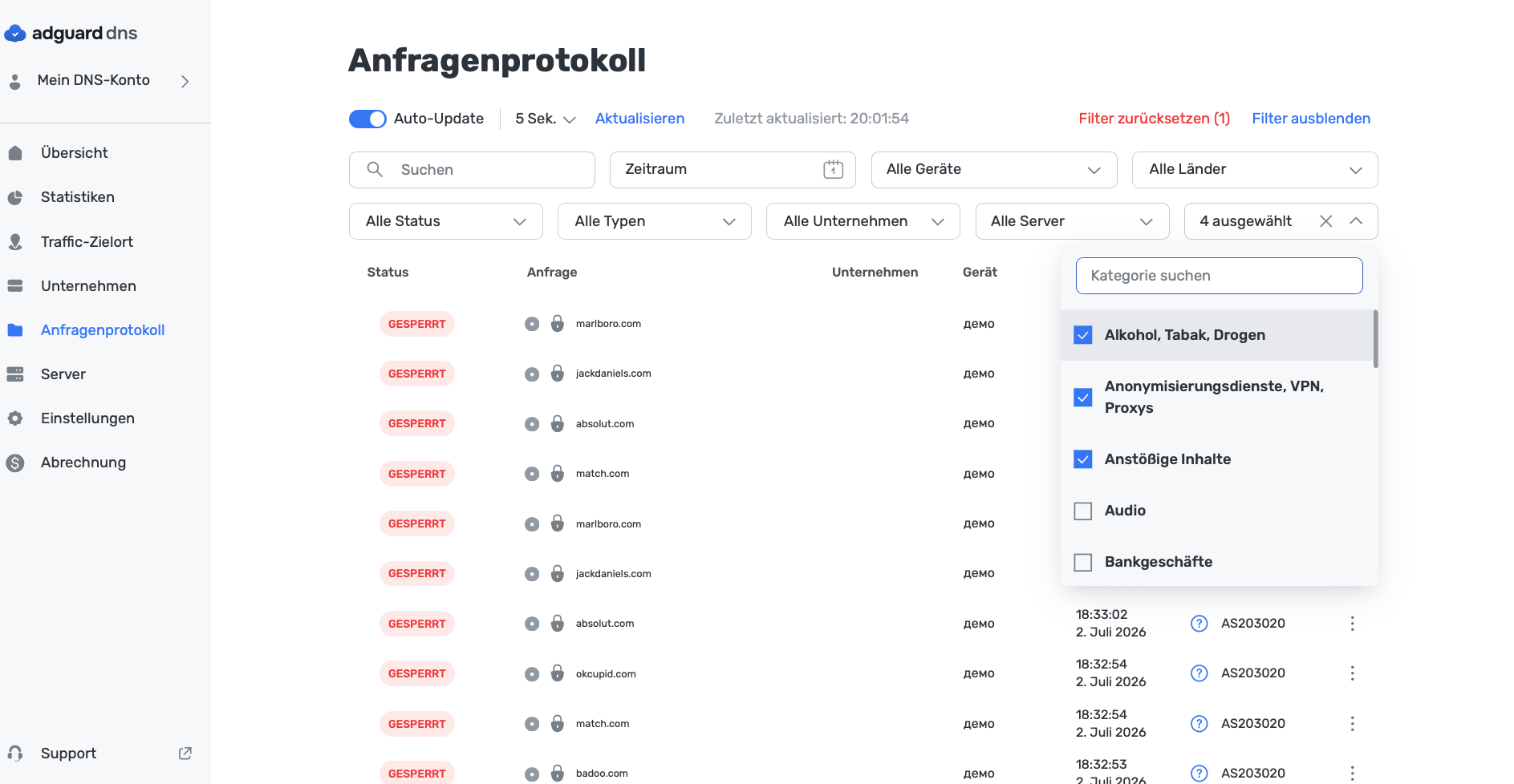 Anfragenprotokoll *border