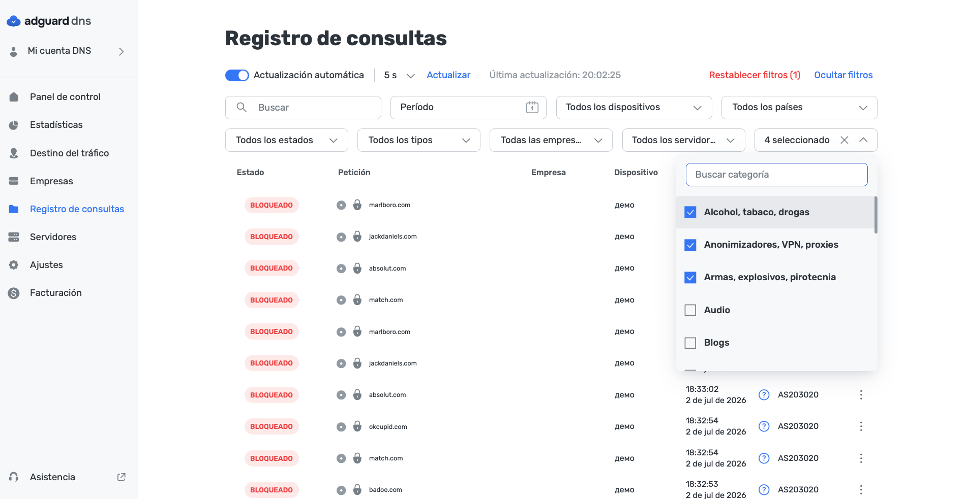 Registro de consultas *border