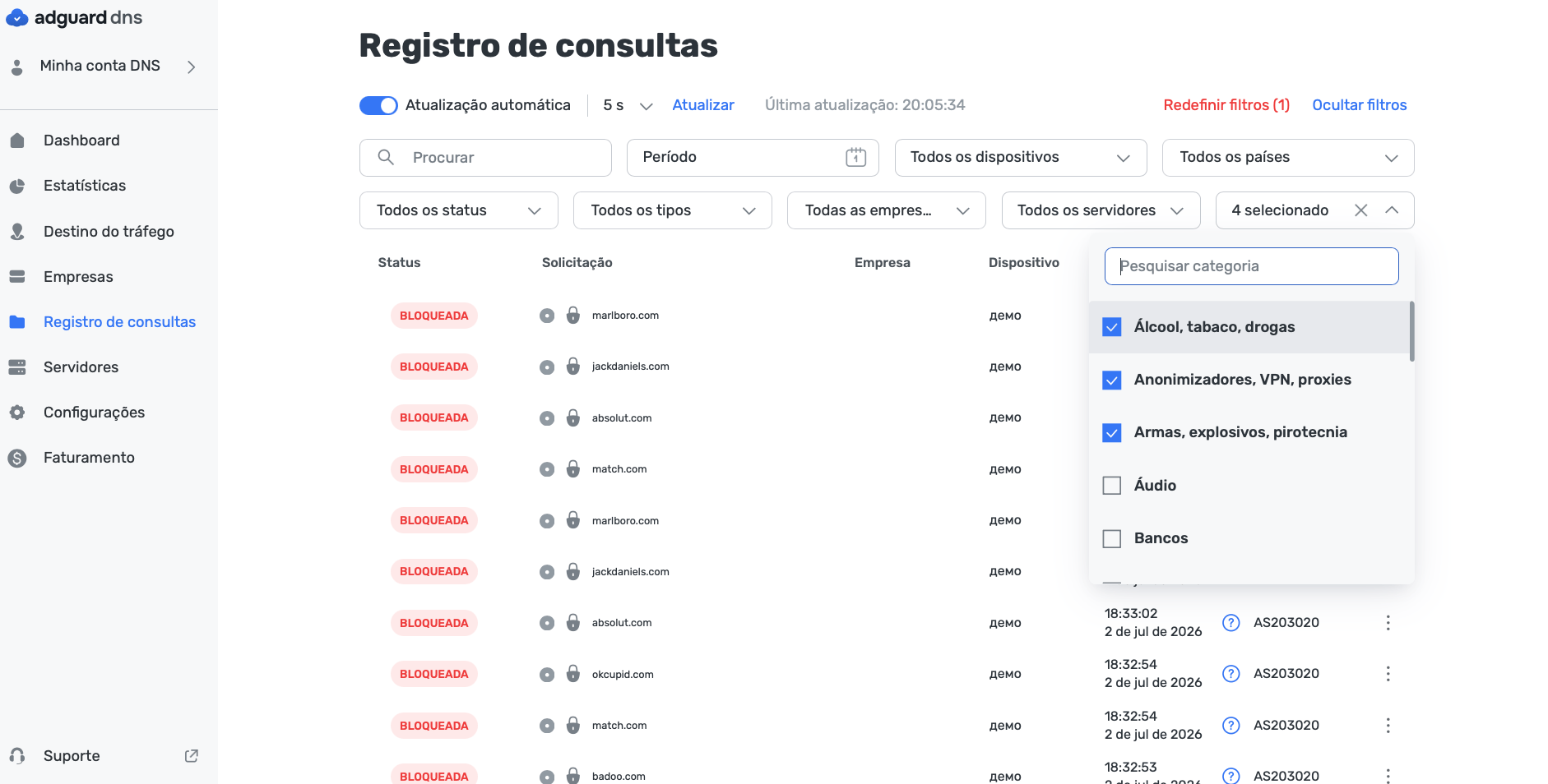 Registro de consultas *border
