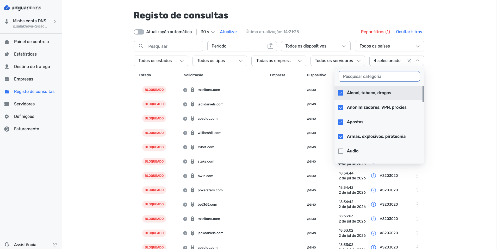 Registo de consultas *border