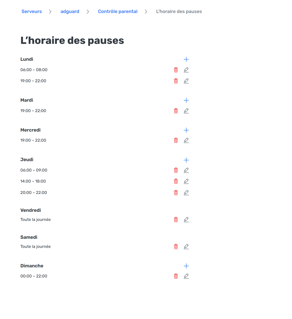 Horaire des pauses *border