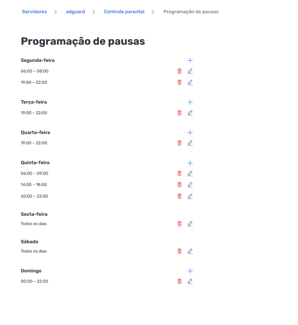 Programação de pausas *border