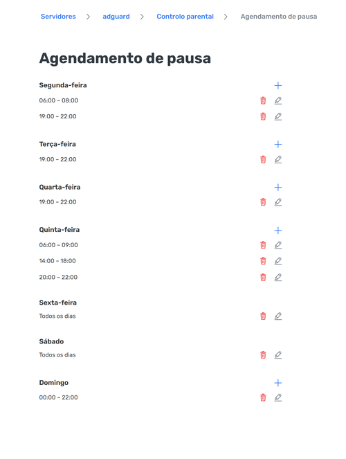 Agendamento de pausas *border