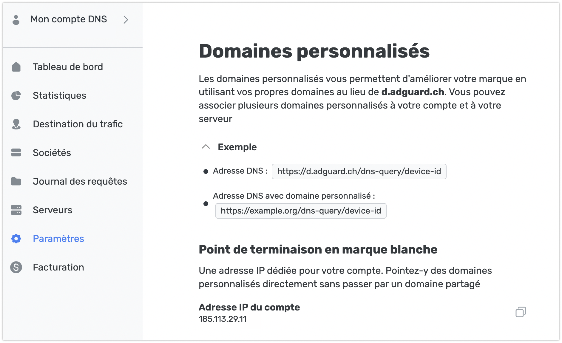 IP du compte *border