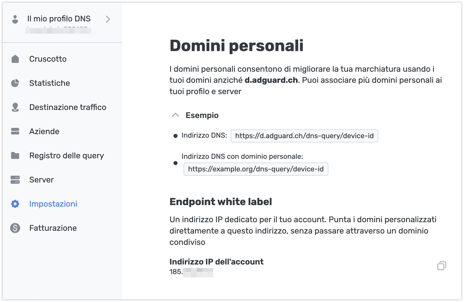 IP dell&rsquo;account *border
