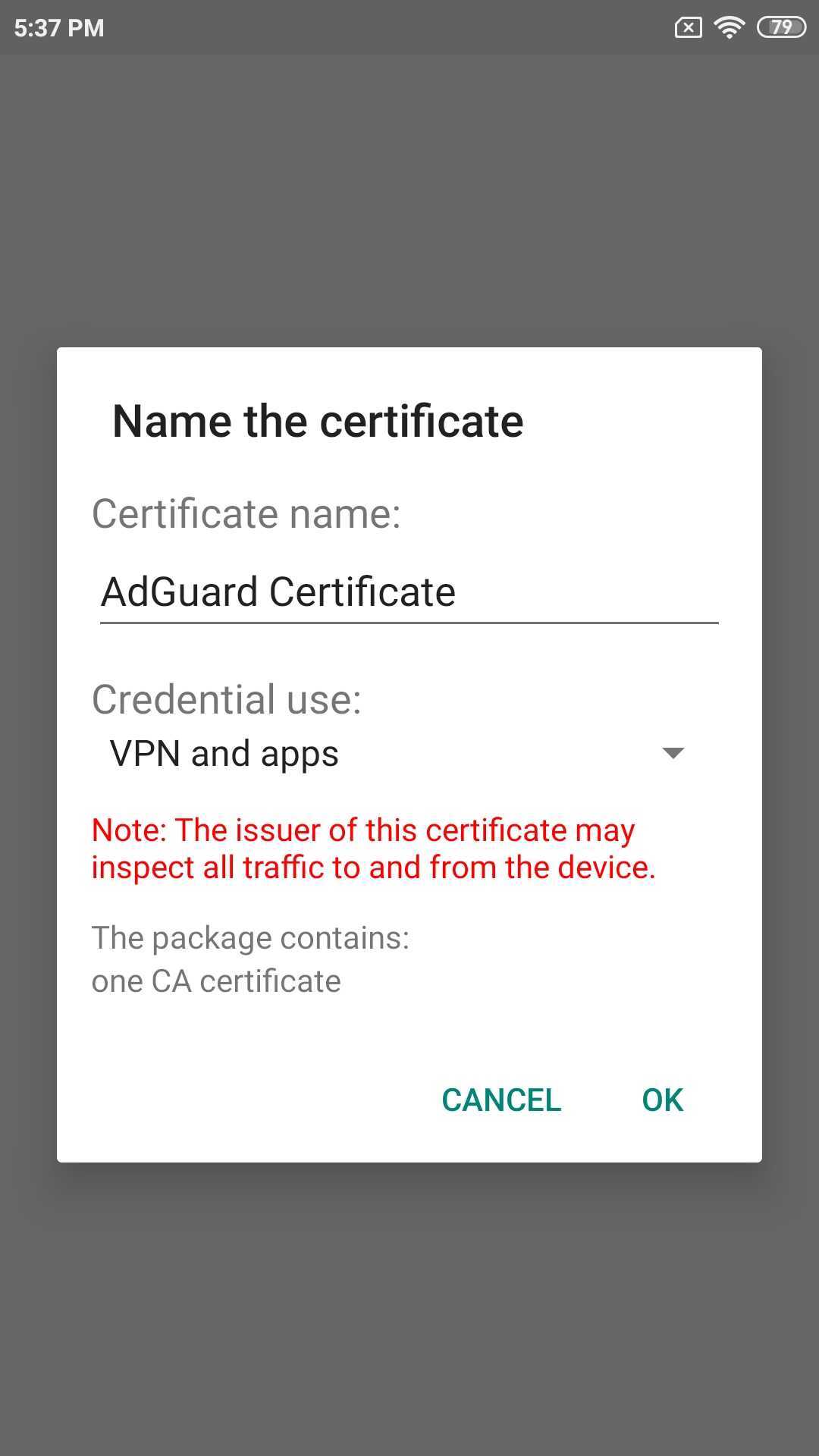 Включение HTTPS-фильтрации на Android 7–9. Шаг 2 *mobile_border