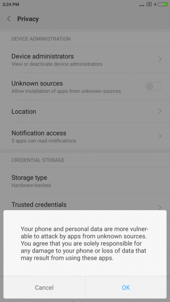 Installing apps from unknown sources *mobile