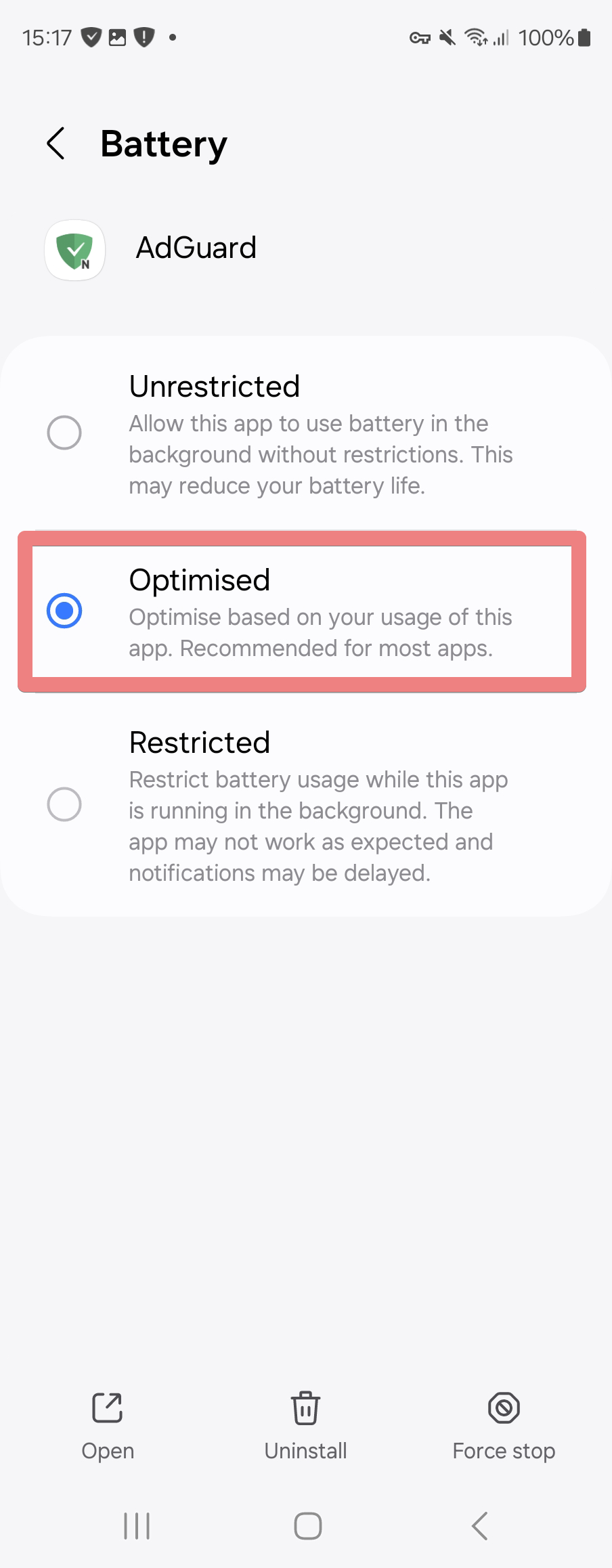Optimised settings *mobile