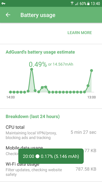 adguard reduce batery usage