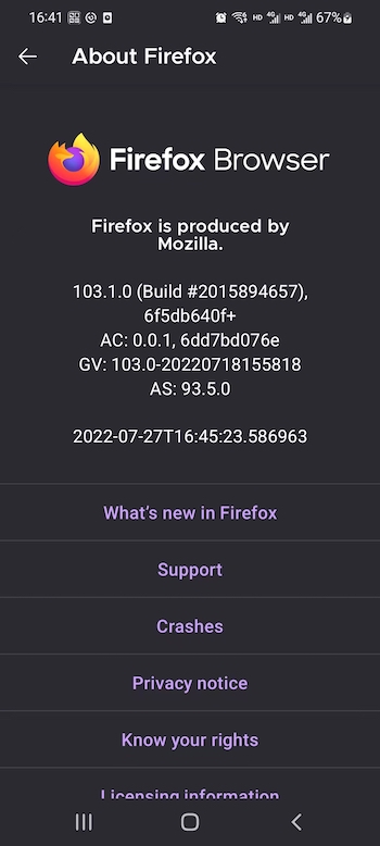 About Firefox *mobile