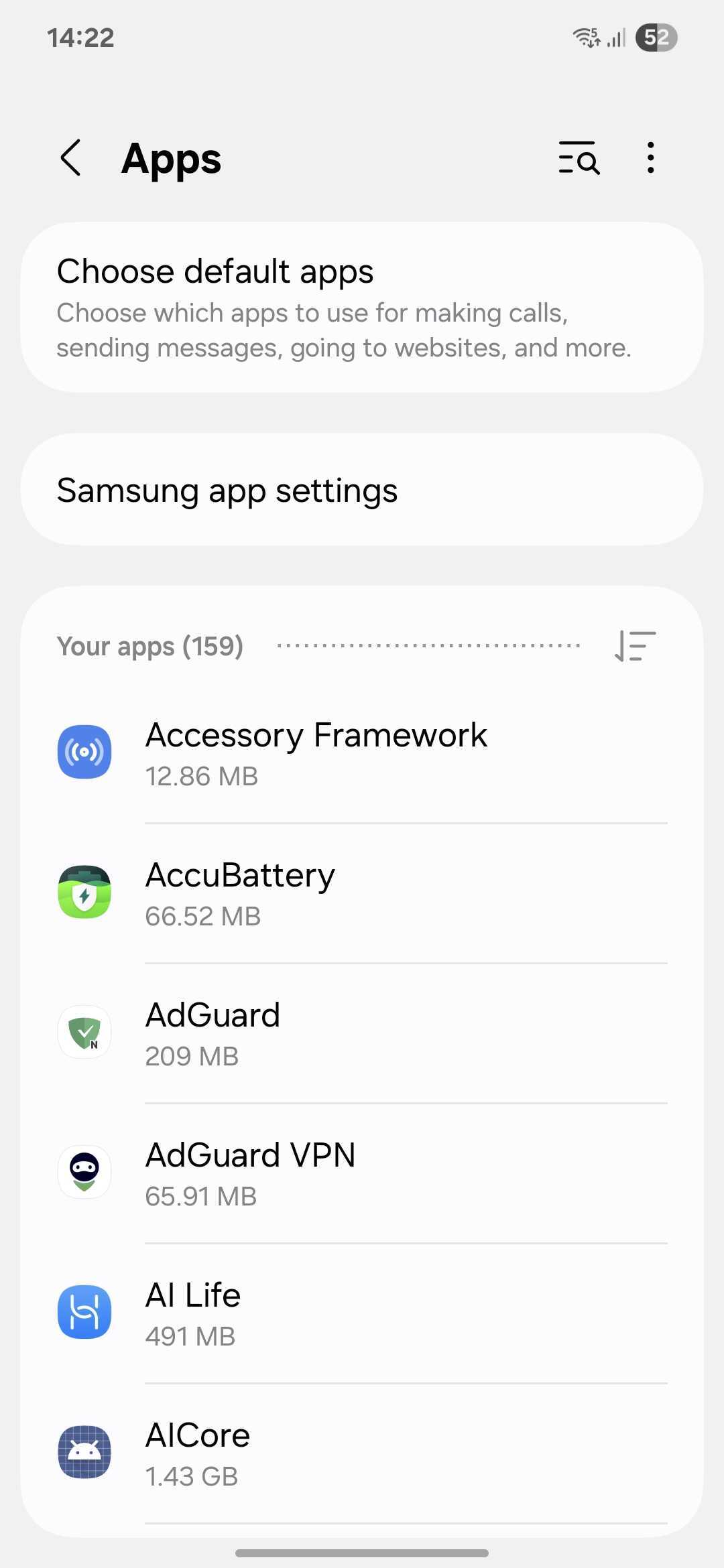 Apps settings *mobile