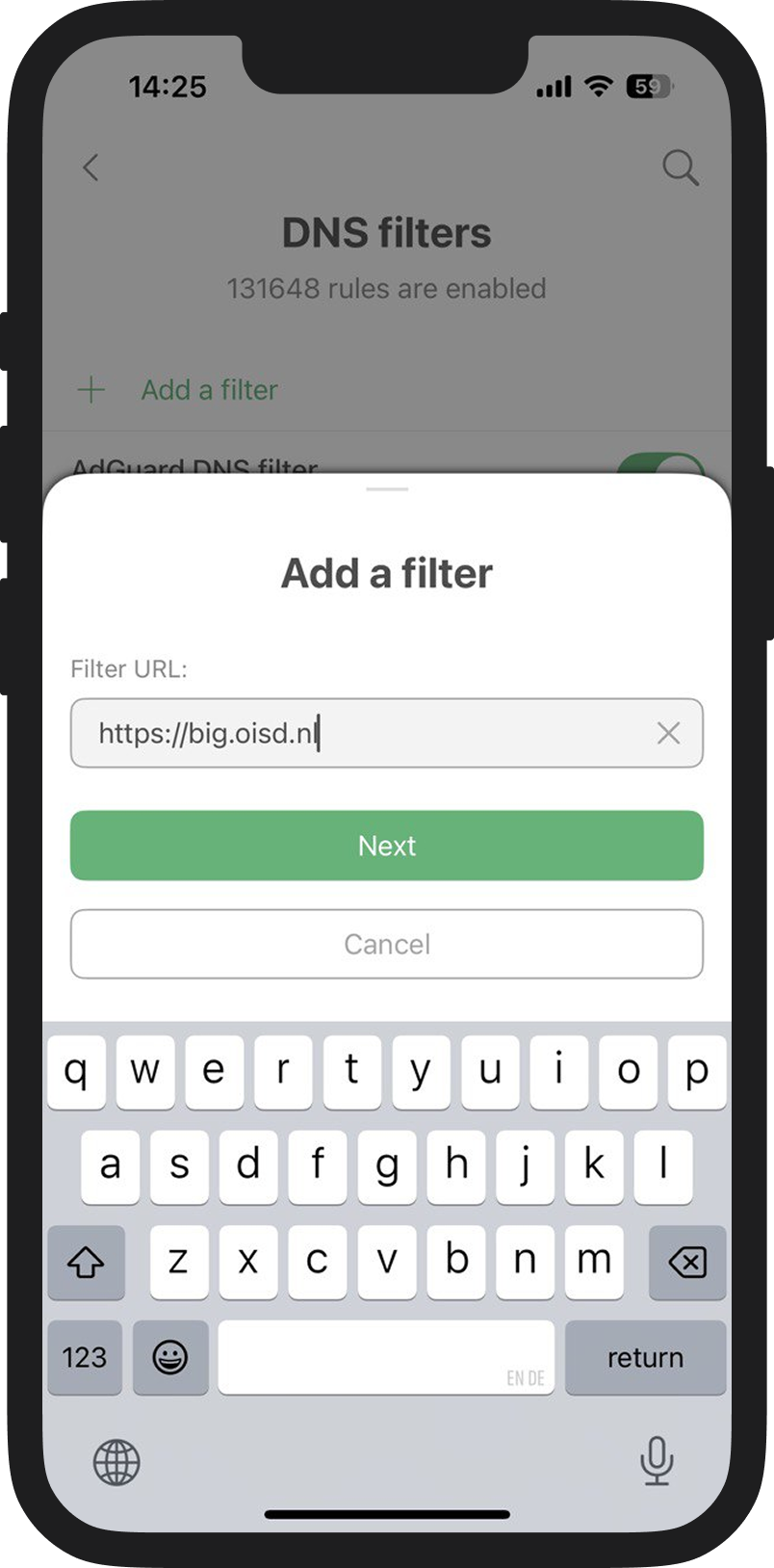 Adding a DNS filter screen *mobile_border