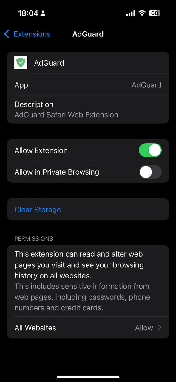 Extension permissions *mobile_border