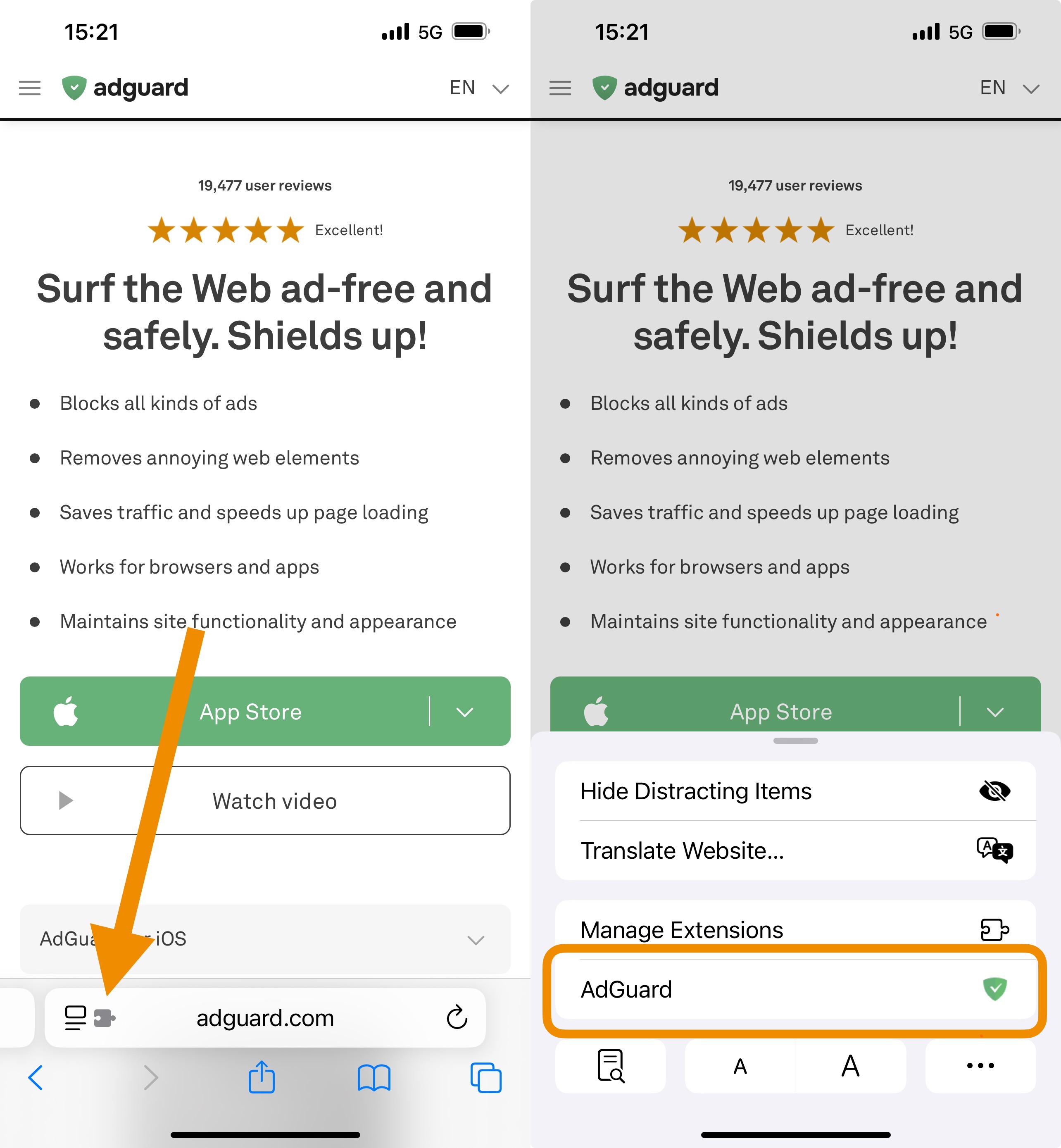Web extension menu *mobile_border