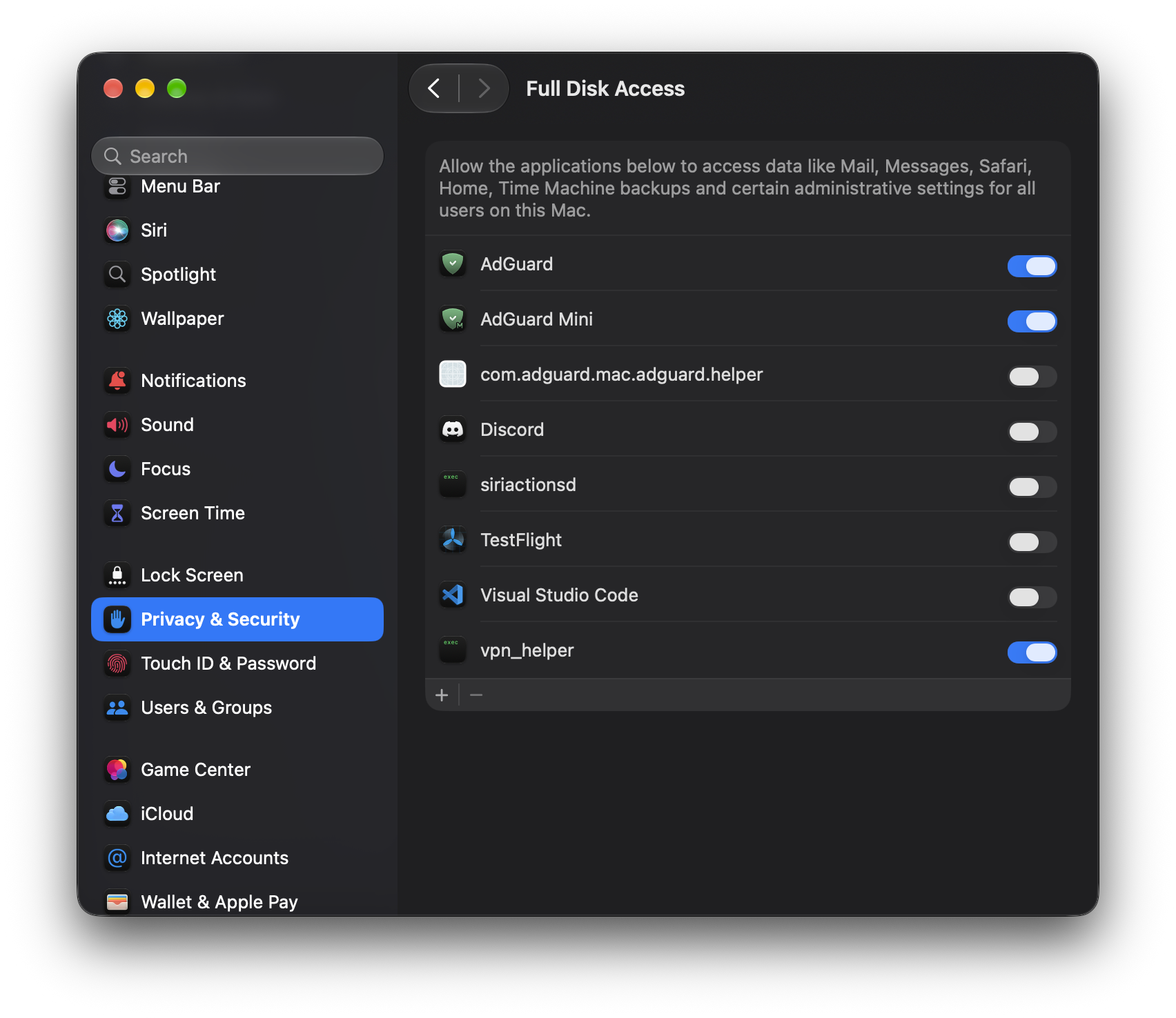 Full Disk Access