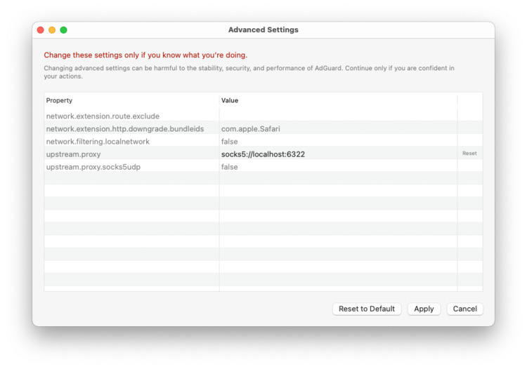 adguard proxy allow localhost