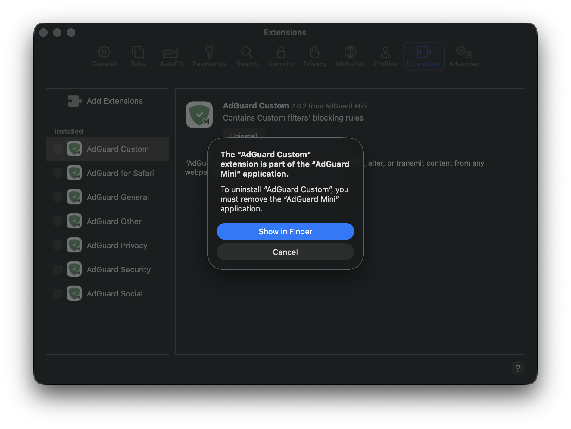 Uninstall notification