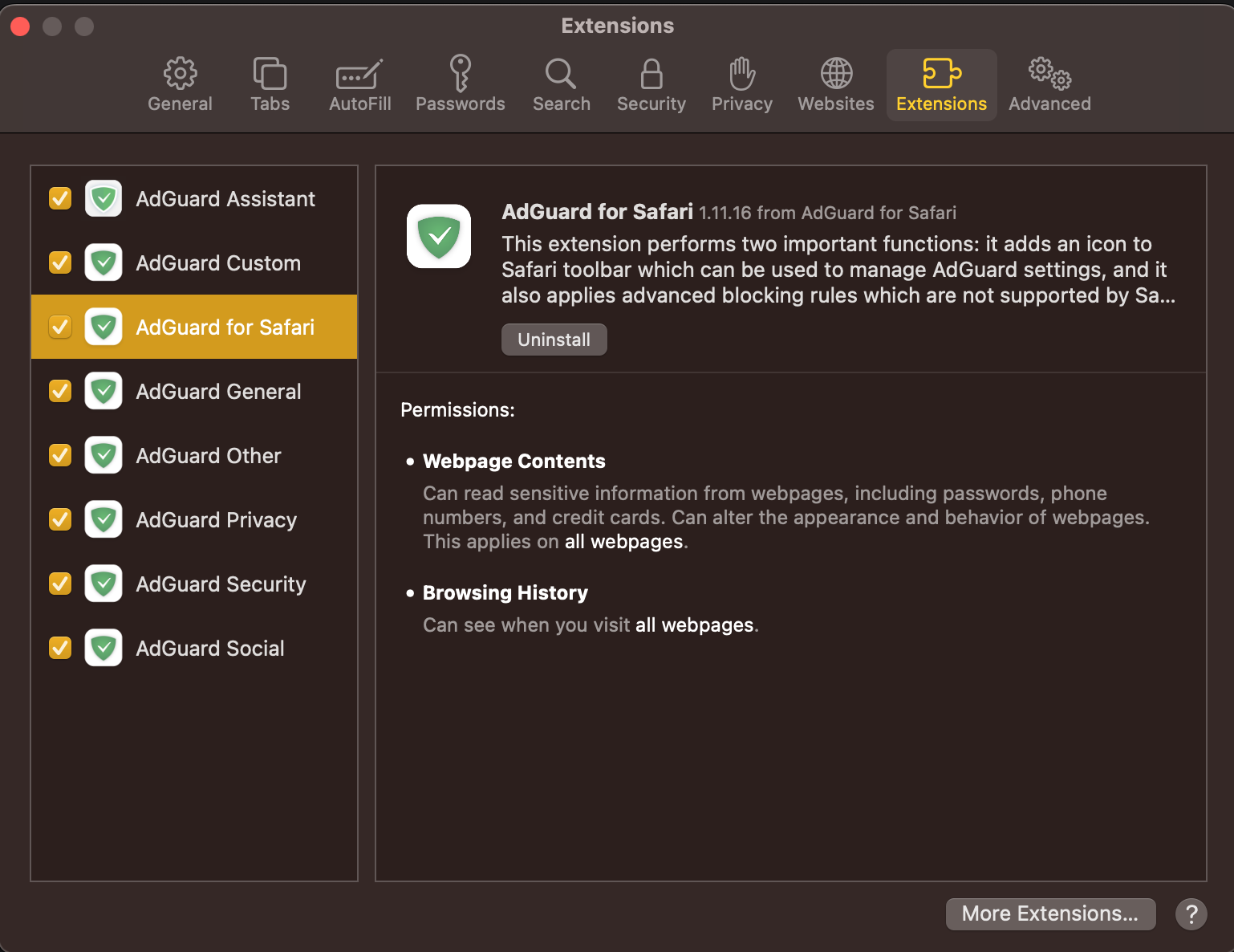 adguard extension for safari