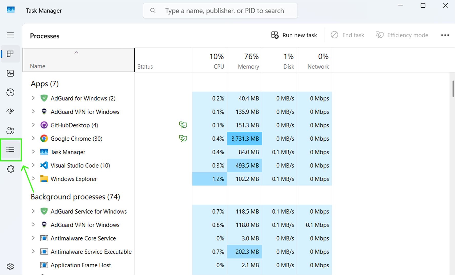 Task Manager details *border