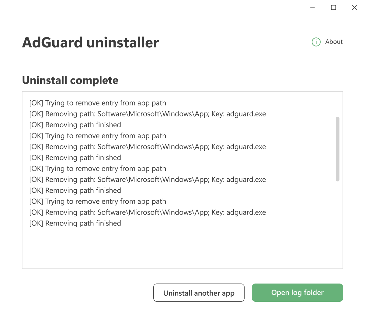 Uninstall finished *border