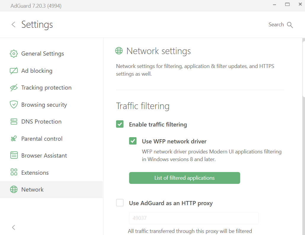 Network Settings *border