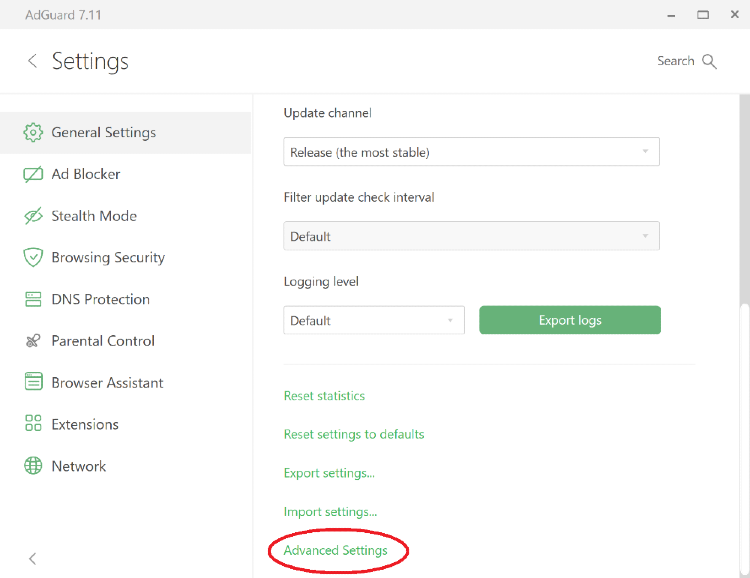 adguard settings