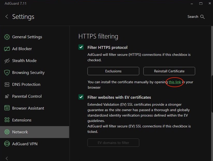 adguard home certificate chain is invalid