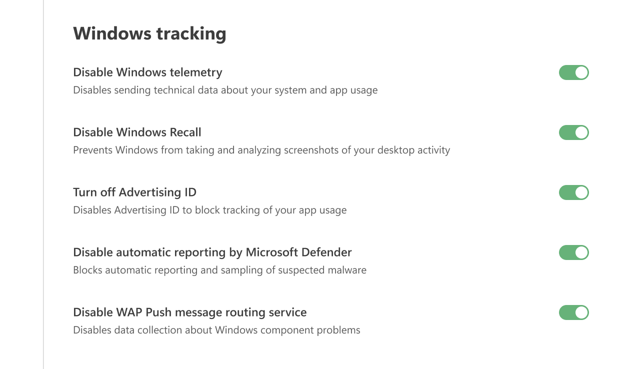 Windows tracking *border