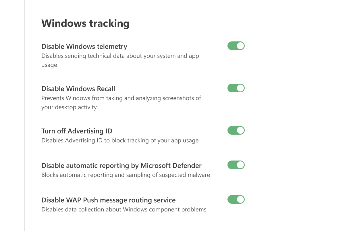 Windows tracking *border