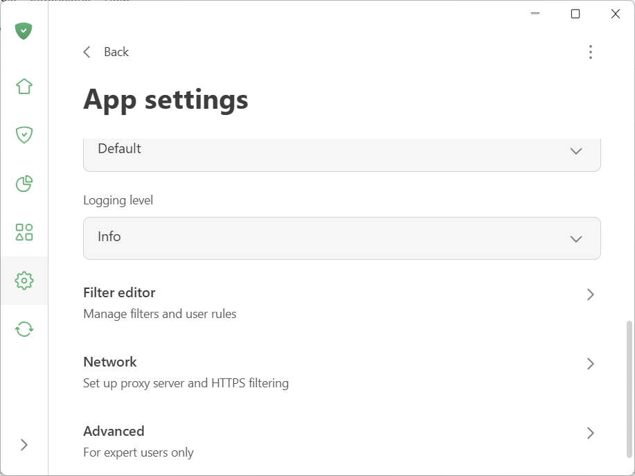 App settings *border