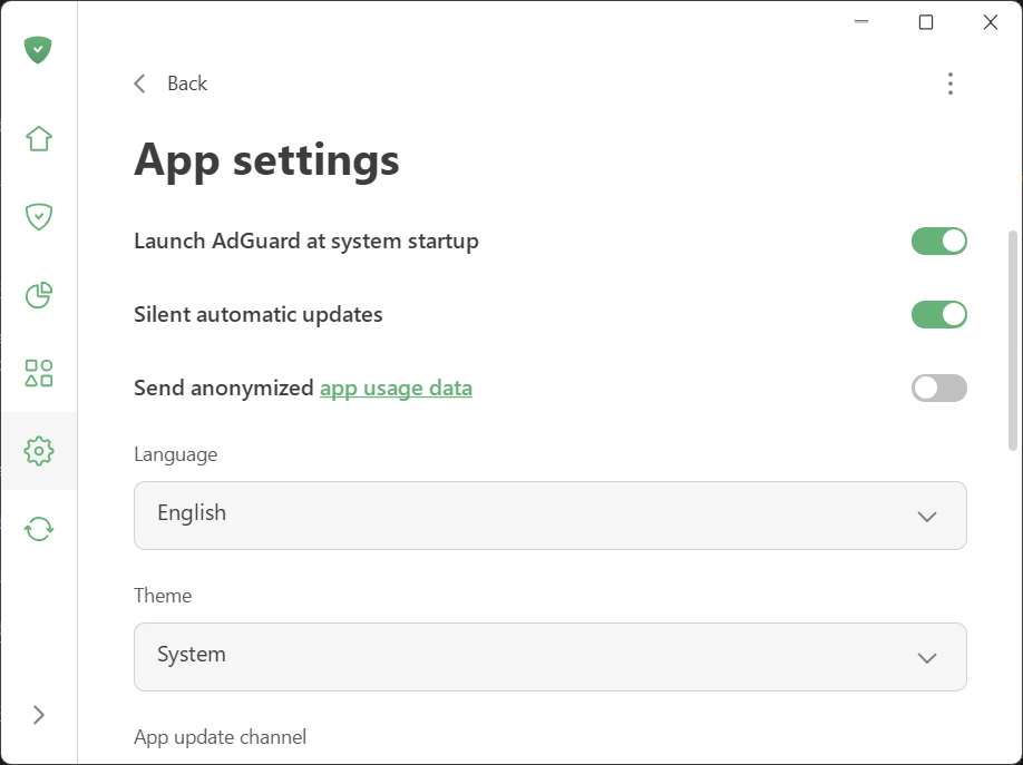 App settings *border