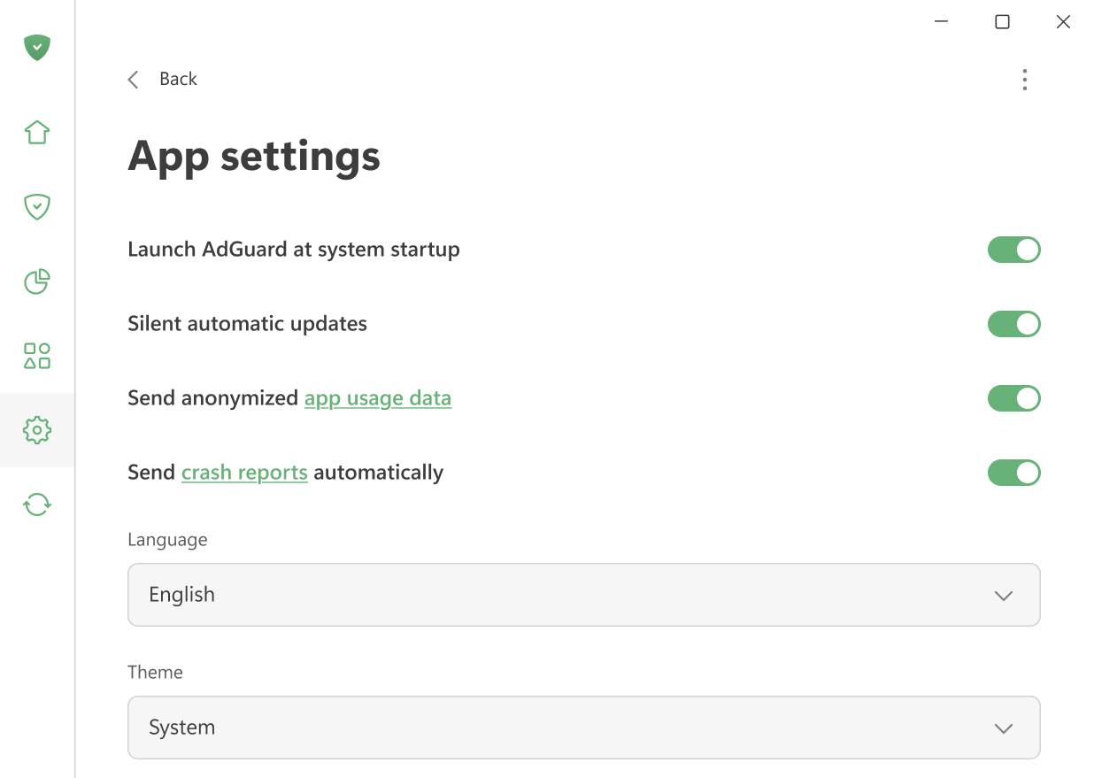 App settings *border