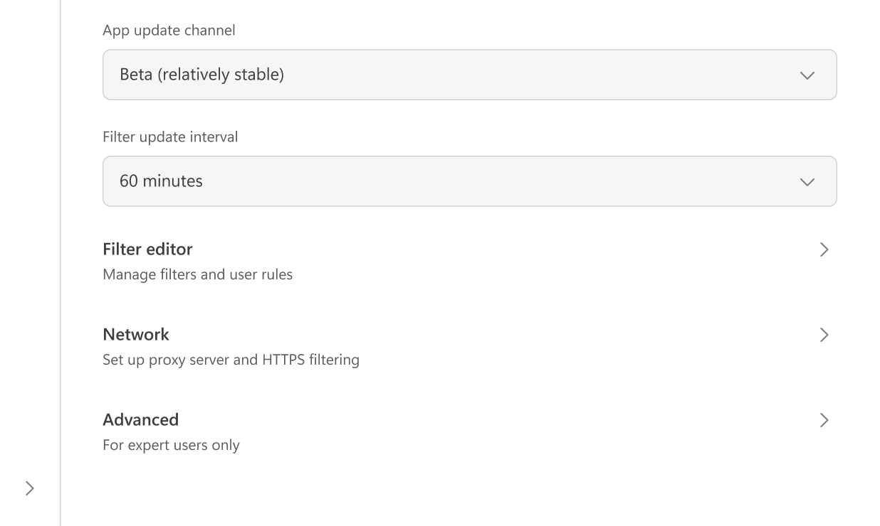 App settings *border