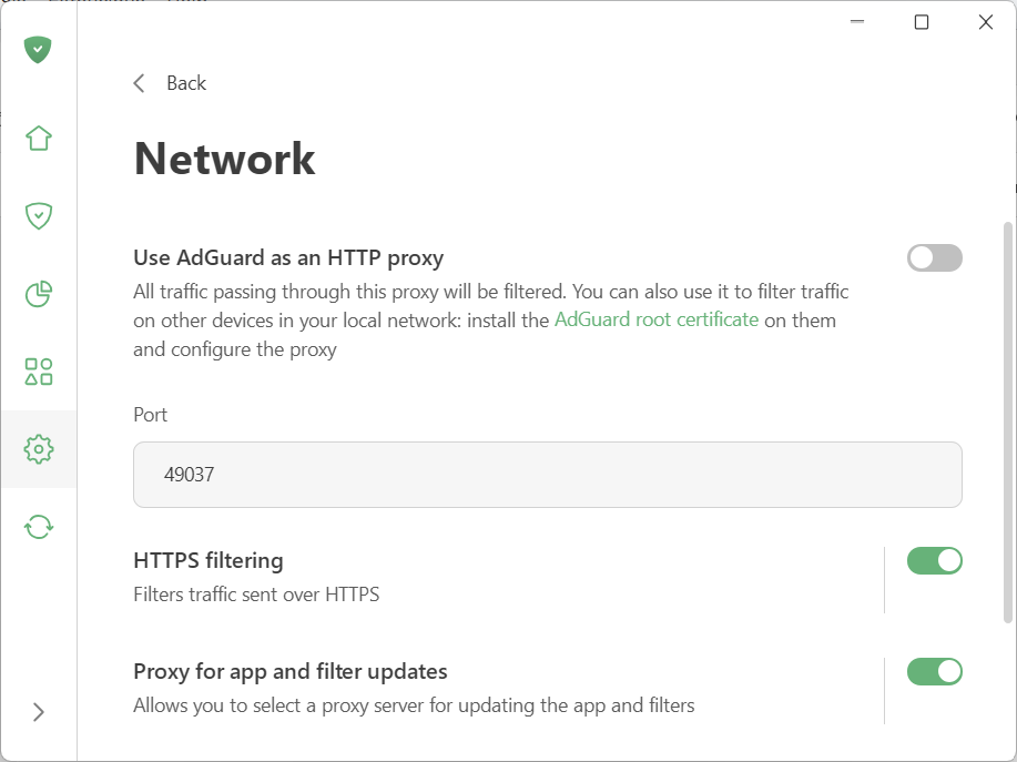 Network settings *border