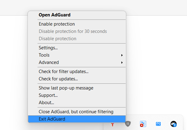 Exit AdGuard *border