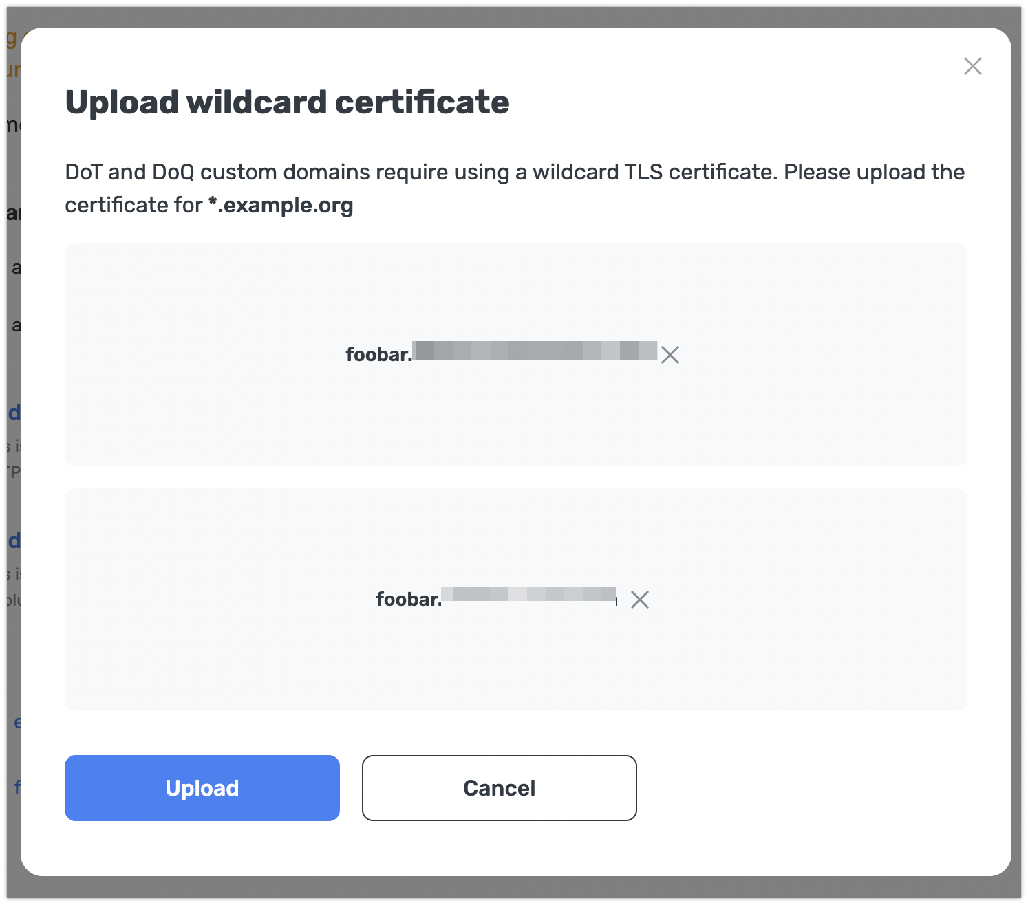 Uploading a certificate