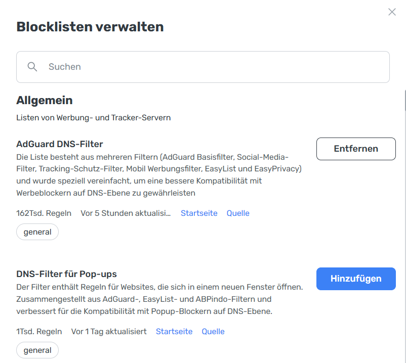 Allgemeine Blocklisten *border