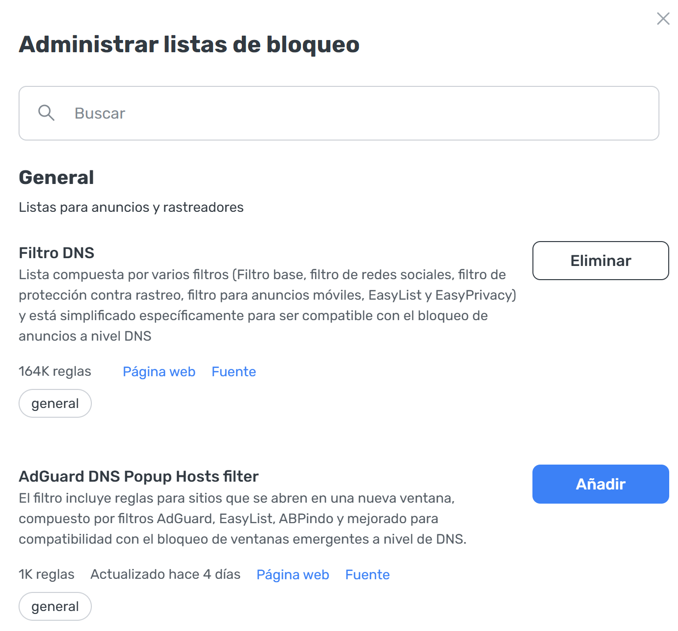 Listas de bloqueo generales *border