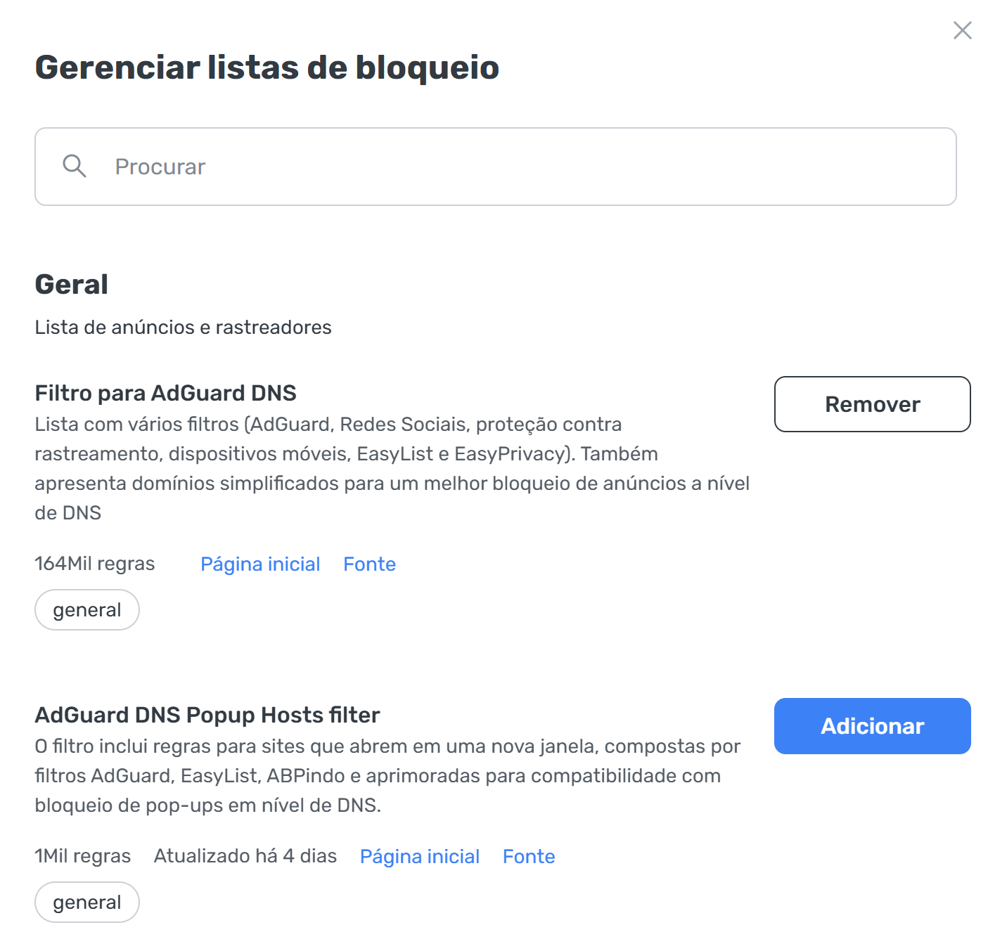 Listas de bloqueio gerais *border