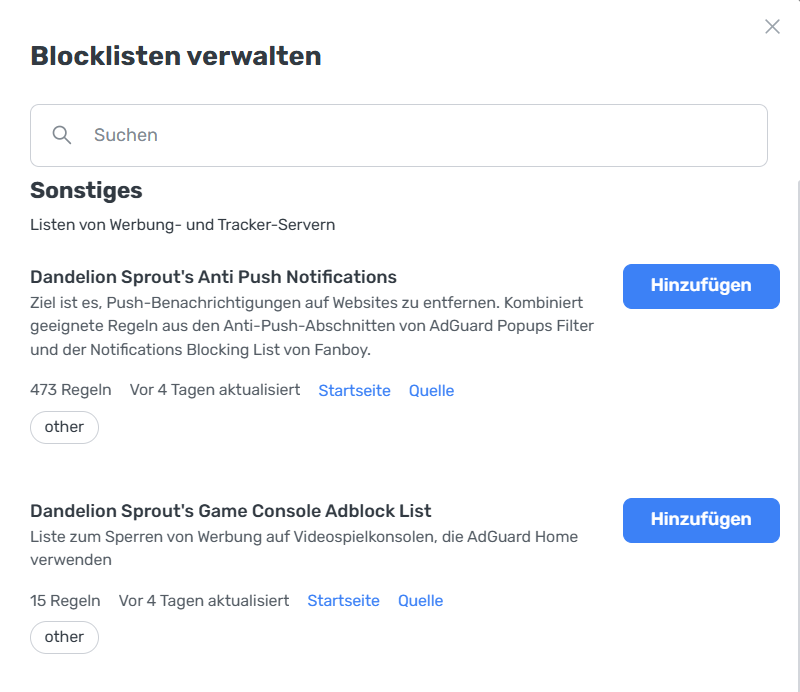 Sonstige Blocklisten *border